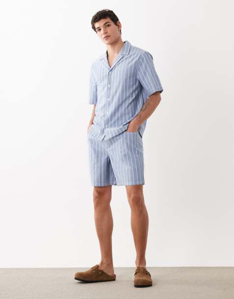 ASOS DESIGN – Blårandiga, vida shorts, del av set - view 1