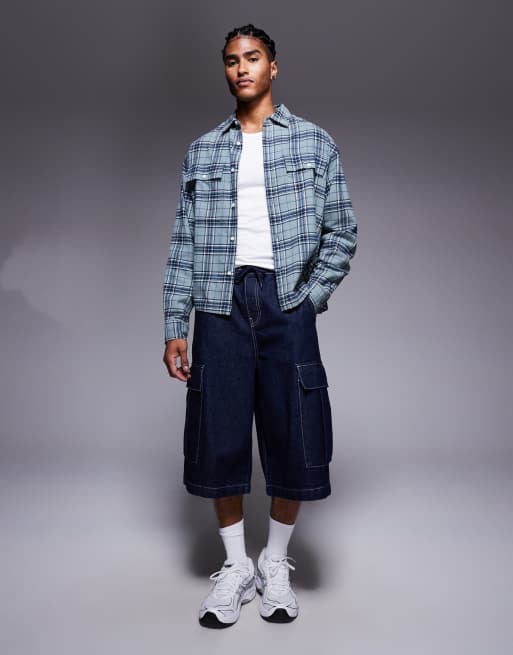 ASOS DESIGN – Blårutig flanellskjorta i oversize med boxig passform, 2 av 5
