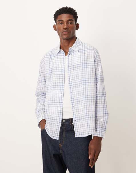 ASOS DESIGN – Blårutig skjorta med avslappnad passform - view 1