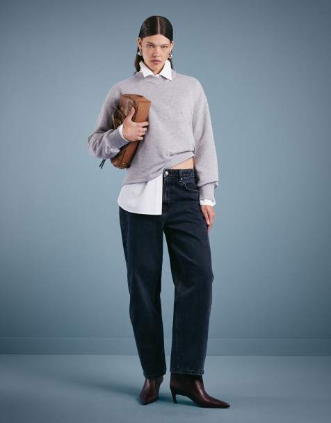 ASOS DESIGN - Blåsorte smalle jeans med tøndeformede ben - view 1