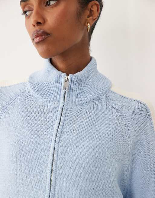 ASOS DESIGN - Blåstribet mikro-træningsjakke i strik, 3 af 4