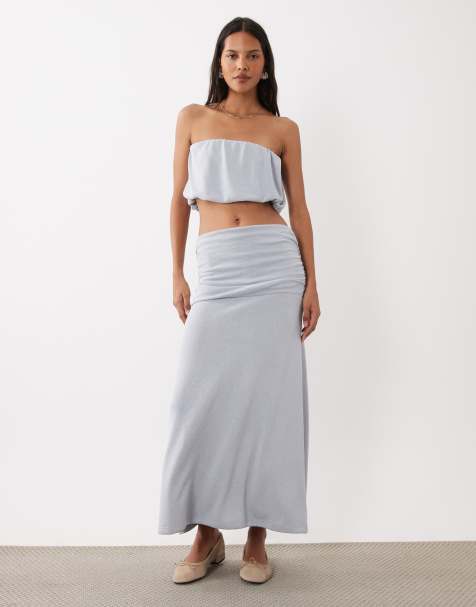 ASOS DESIGN - Blåt sæt med camitop med firkantet halsudskæring og puf-design - view 1