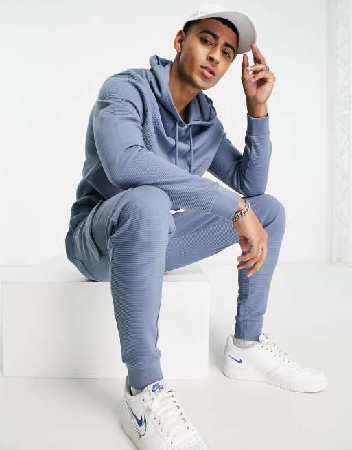 ASOS DESIGN - Blåt træningssæt med hættetrøje og skinny-joggingbukser i cargo-stil, 4 af 4