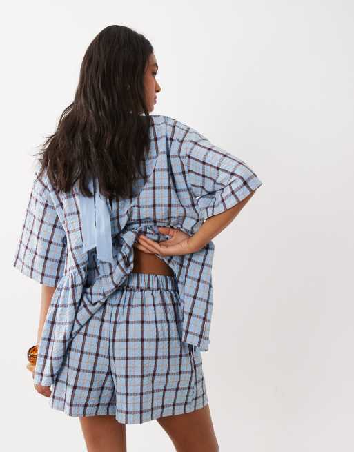 ASOS DESIGN - Blåternede shorts med bindebånd i taljen og lommedetalje, 5 af 5