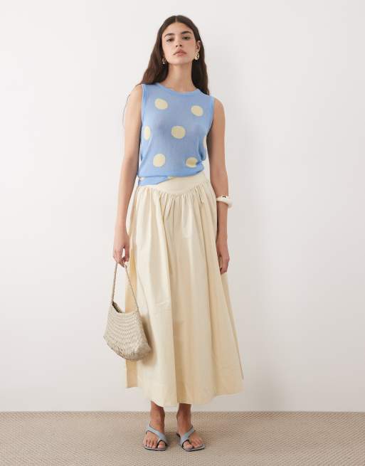 ASOS DESIGN – Blått, prickigt, finstickat och skirt linne, 2 av 4