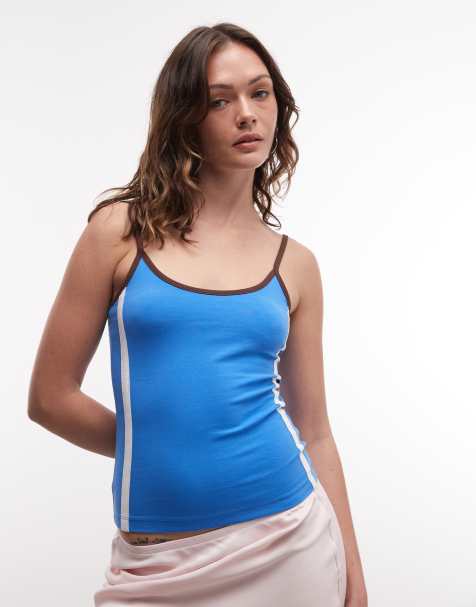 ASOS DESIGN – Blått, sportigt linne med rand i sidan - view 1