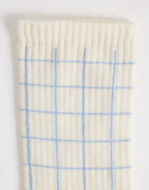 ASOS DESIGN – Blau karierte Knöchelsocken mit Zitronenstickerei, 3 von 3