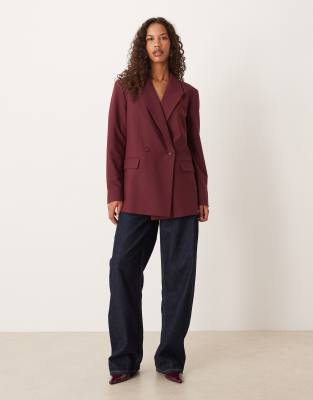 Blazer à double boutonnage - Cerise foncé-Rouge L