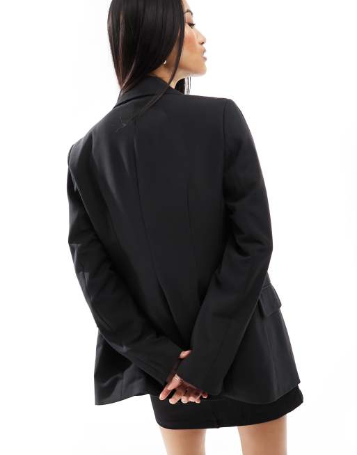 ASOS DESIGN - Blazer aderente nero con cuciture, 2 di 4
