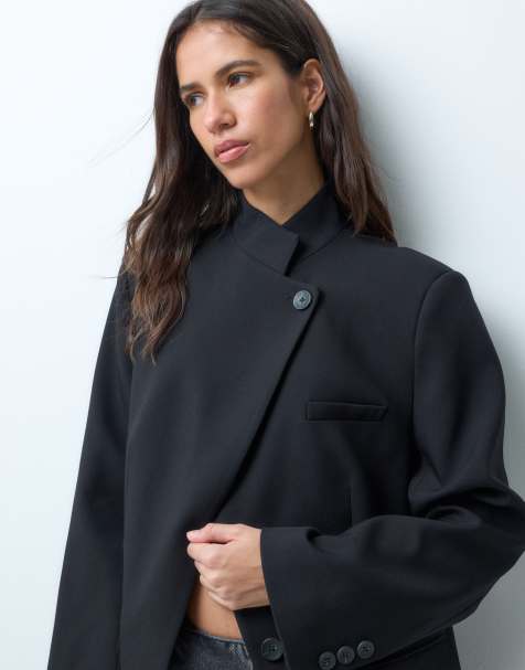 ASOS DESIGN blazer ajusté à col montant croisé noir - view 1
