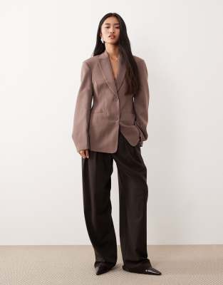 Blazer ajusté cintré aux hanches à manches cocon - Marron-Brown 32