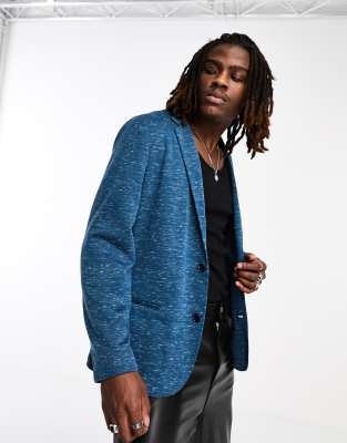 ASOS DESIGN slim unlined blazer in blue - ASOS Price Checker