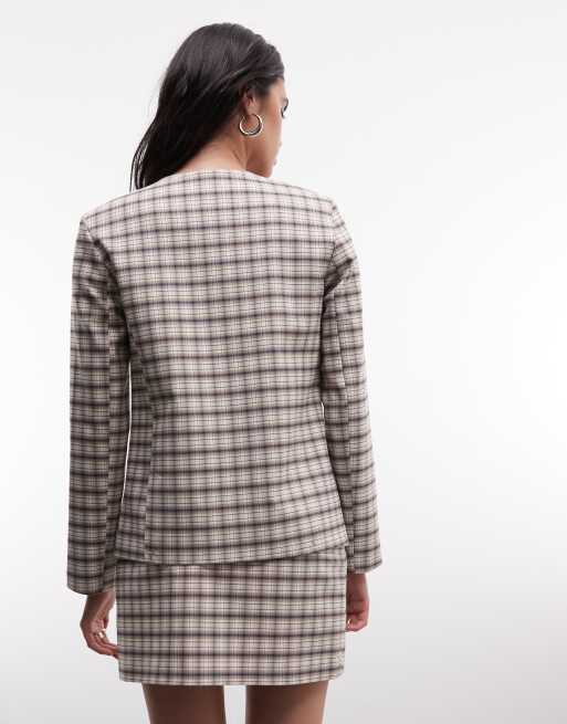 ASOS DESIGN blazer ajusté sans col à carreaux, 3 de 4
