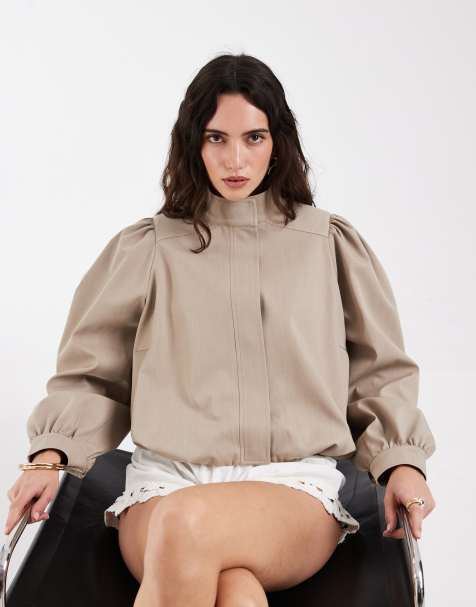 ASOS DESIGN - Blazer ajusté texturé à ourlet boule - Taupe - view 1