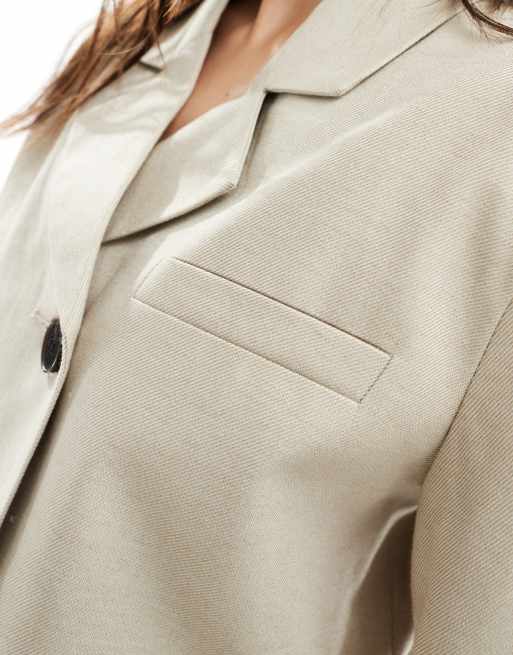 ASOS DESIGN - Blazer asymétrique court à manches courtes - Beige, 4 de 4