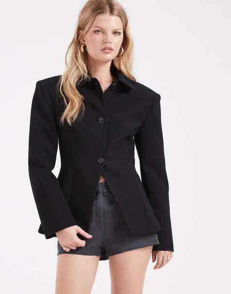 ASOS DESIGN - Blazer avec col et épaules marquées - Noir - view 1