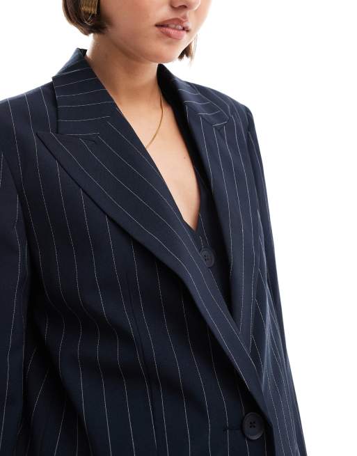 ASOS DESIGN Blazer blu navy a righe ASOS