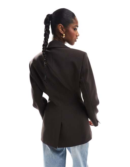 ASOS DESIGN - Blazer cintré à la taille - Chocolat, 3 de 4