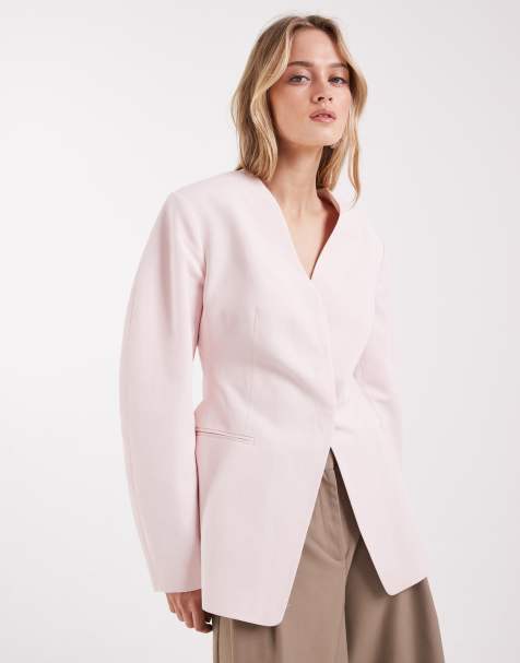 ASOS DESIGN - Blazer cintré en lin - Rose pastel - view 1