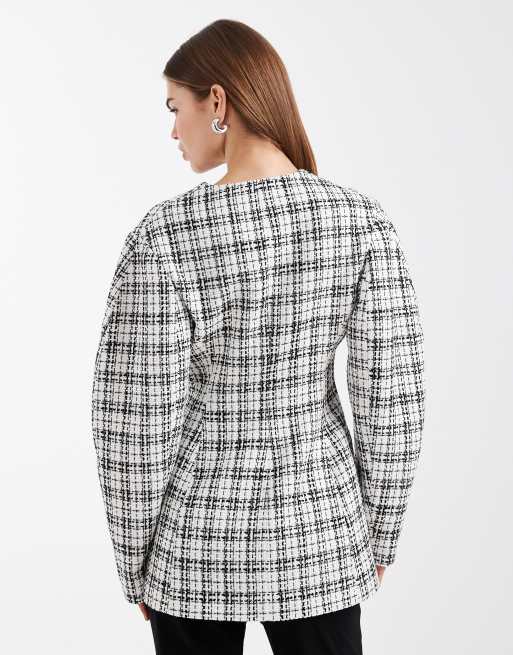 ASOS DESIGN - Blazer cintré en tweed - Écru, 4 de 4