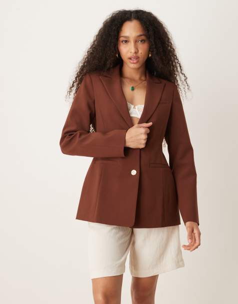 ASOS DESIGN - Blazer color cioccolato con fianchi sagomati - view 1