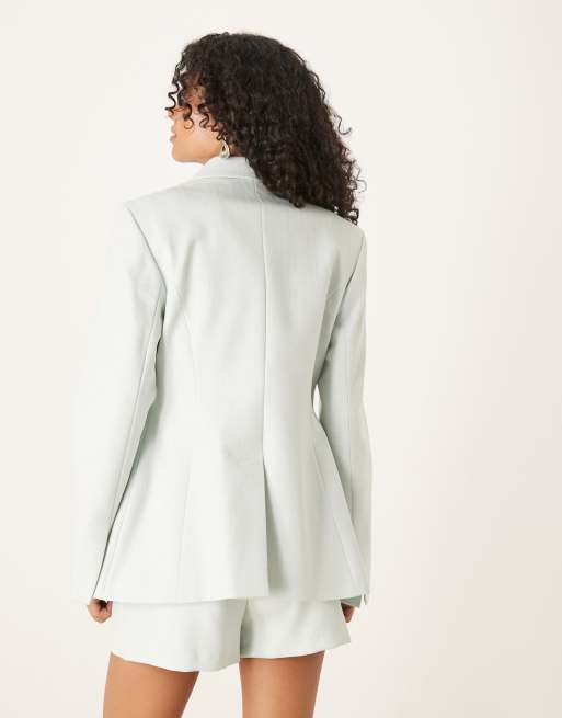 ASOS DESIGN - Blazer color menta a spina di pesce con vita stretta, 3 di 4