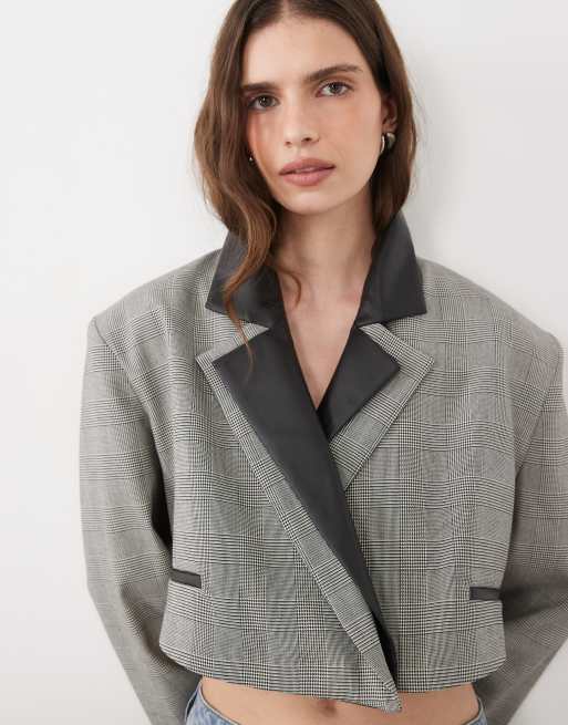 ASOS DESIGN blazer coupe carrée à double col à carreaux, 3 de 4