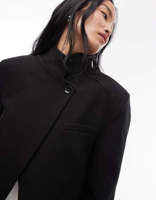 ASOS DESIGN - Blazer croisé à col cheminée - Noir, 4 de 4