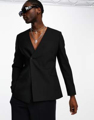 Blazer Sans Col New Look - Noir - Taille 8 - Femme
