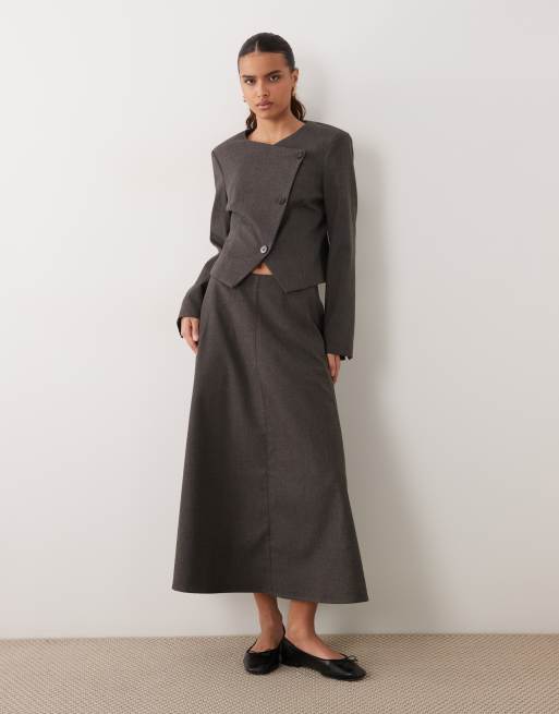 ASOS DESIGN blazer croisé raccourci ajusté aspect laine gris, 3 de 4