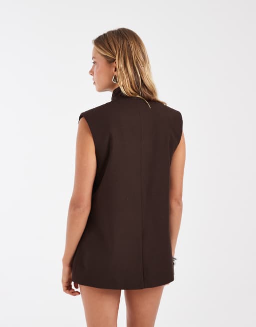 ASOS DESIGN - Blazer croisé sans manches - Marron chocolat, 2 de 4