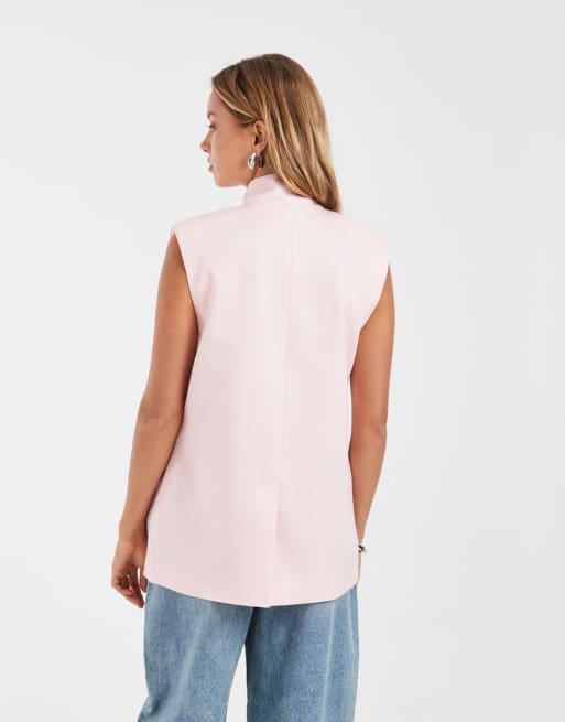 ASOS DESIGN - Blazer croisé sans manches - Rose pastel, 2 de 4