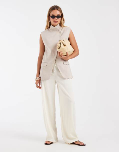 ASOS DESIGN - Blazer croisé sans manches - Taupe - view 1