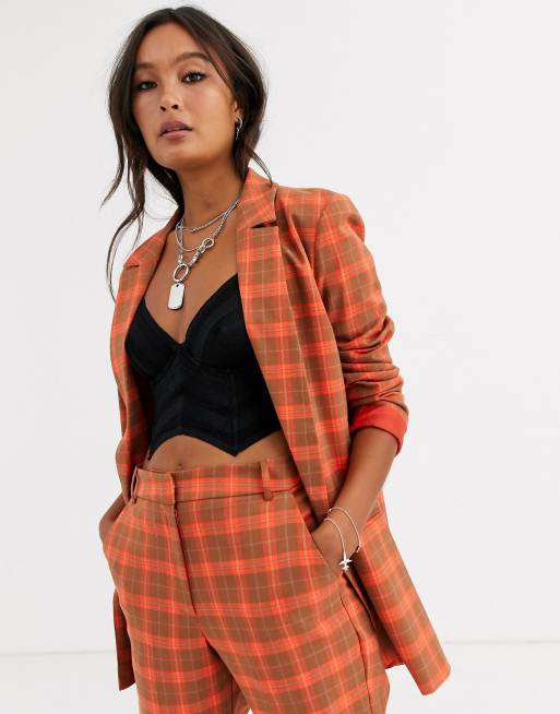 ASOS DESIGN - Abito arancione a quadri, 2 di 4