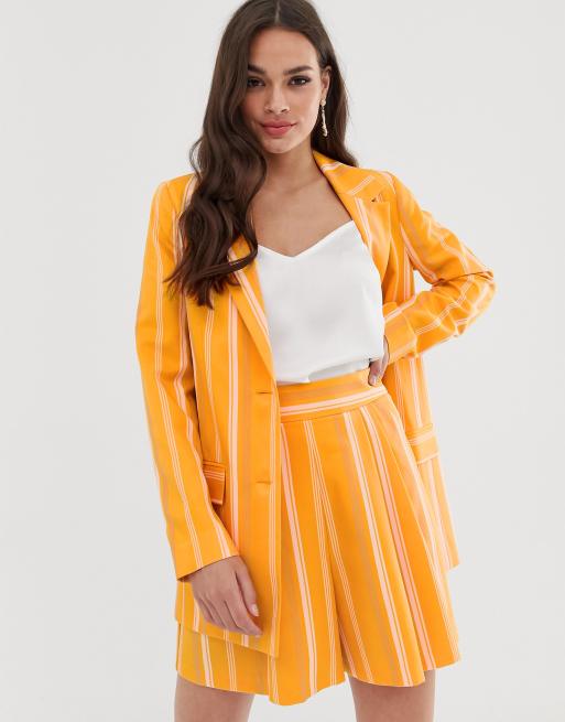 ASOS DESIGN - Blazer da abito casual giallo rigato, 4 di 4