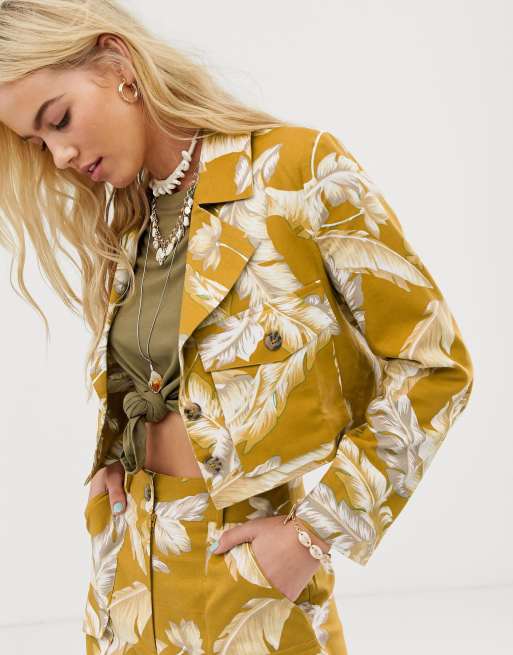 ASOS DESIGN - Abito in lino con stampa tropicale , 2 di 3