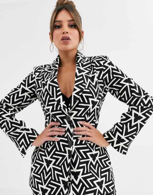ASOS DESIGN - Abito geometrico bianco e nero, 2 di 3
