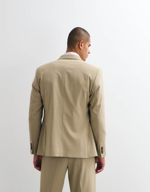 ASOS DESIGN - Blazer da abito doppiopetto vestibilità regular color pietra, 2 di 5