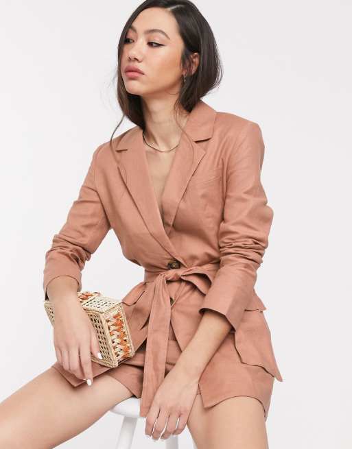 ASOS DESIGN - Blazer da abito in lino pregiato