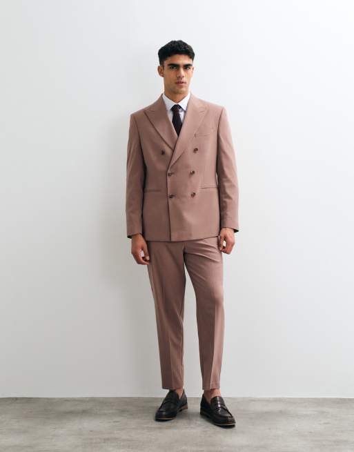 ASOS DESIGN blazer da abito regular doppiopetto bordeaux, 2 di 5