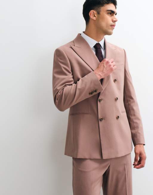 ASOS DESIGN blazer da abito regular doppiopetto bordeaux, 4 di 5