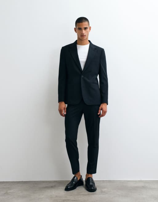 ASOS DESIGN - Blazer da abito slim blu navy, 2 di 5