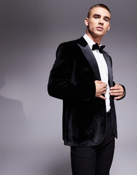 ASOS DESIGN - Blazer da smoking slim in velluto nero - view 1