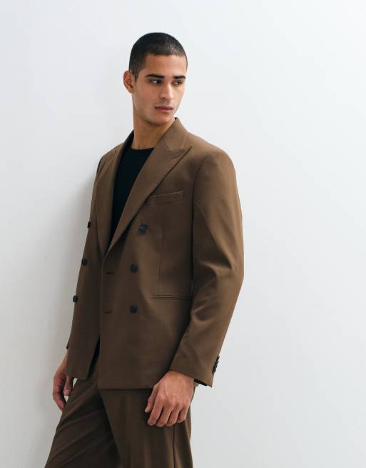 ASOS DESIGN - Blazer de costume classique à double boutonnage - Marron, 2 de 5