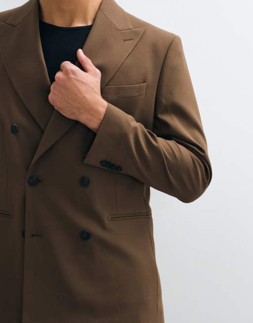 ASOS DESIGN - Blazer de costume classique à double boutonnage - Marron, 4 de 5