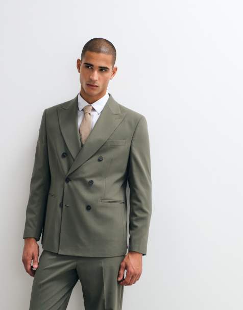 ASOS DESIGN - Blazer de costume classique à double boutonnage - Vert olive - view 1