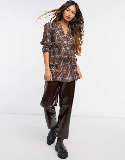 ASOS DESIGN - Blazer de costume croisé avec motif à gros carreaux