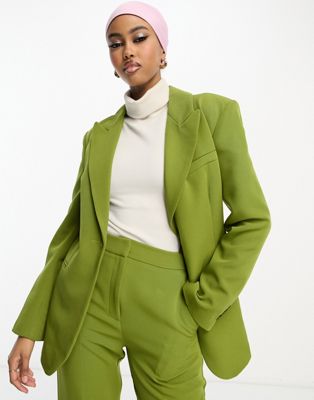 ASOS DESIGN - Blazer de costume droit style années 70 - Vert mousse | ASOS