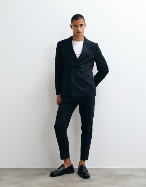 ASOS DESIGN blazer de costume slim croisé bleu marine foncé, 5 de 5