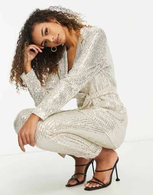 ASOS DESIGN Blazer de tailleur crois en jersey sequins